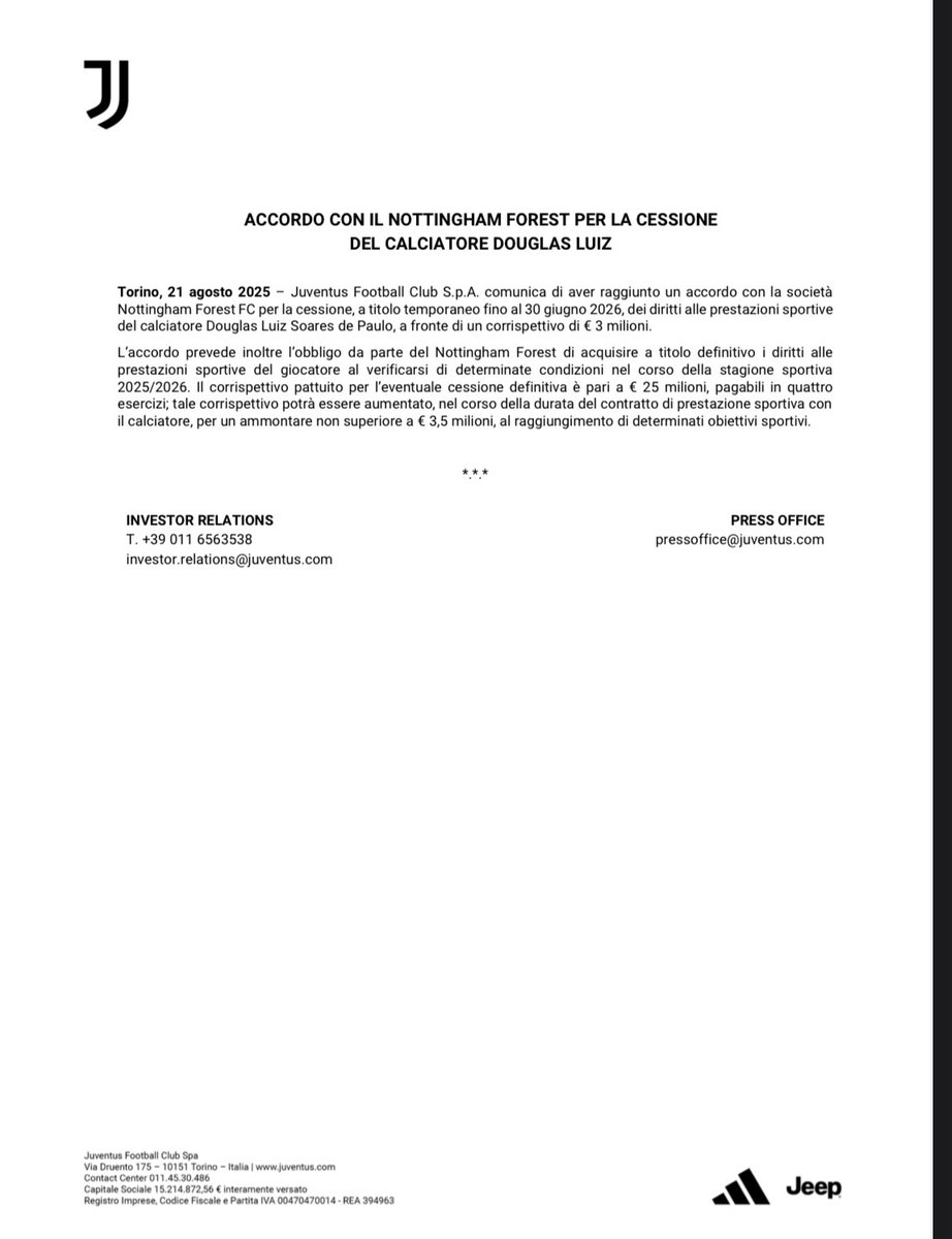 Mentre tutto parlavamo di definitivo… io parlavo di prestito con obbligo in live e così è stato 👋🏻