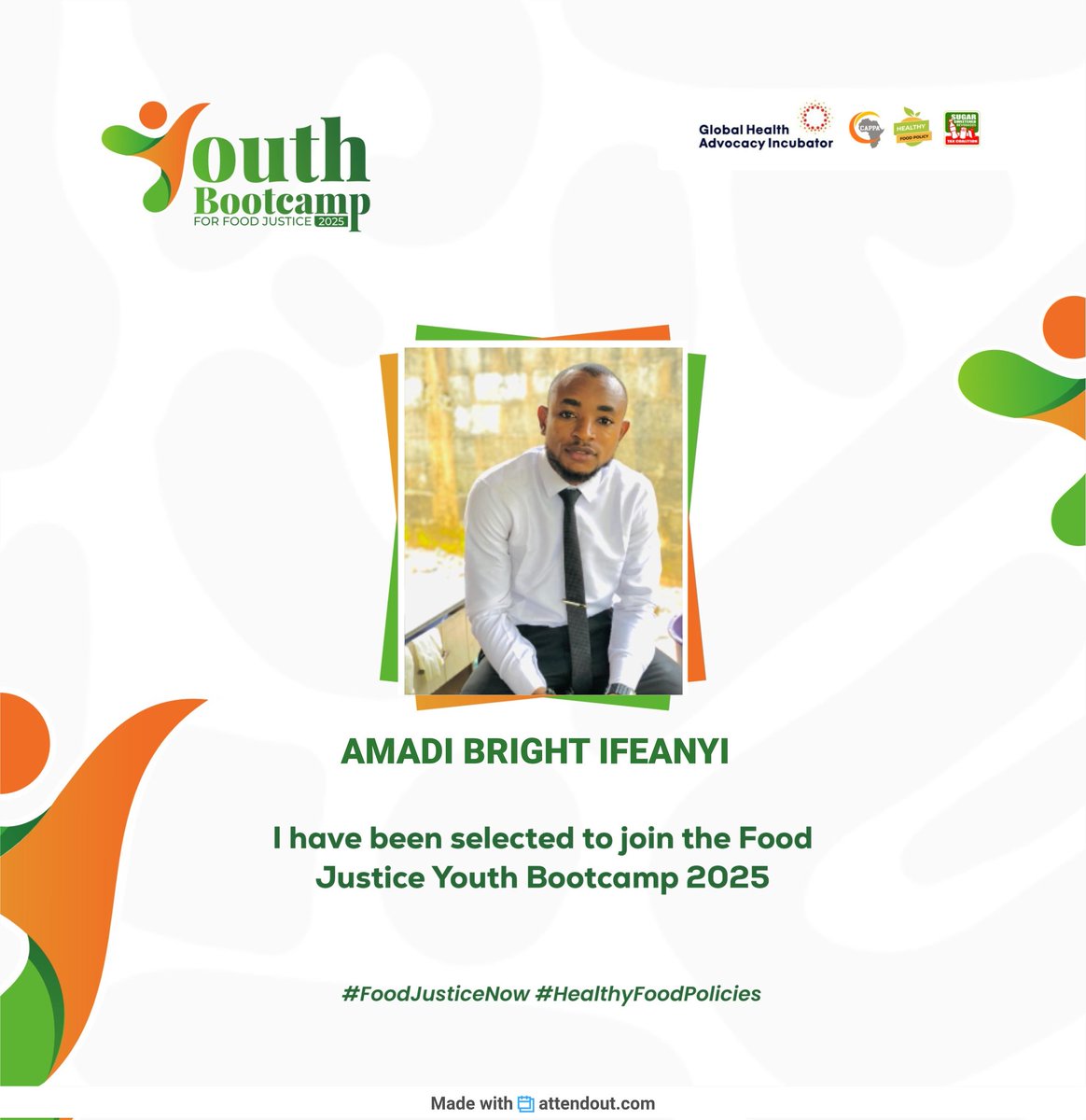 I'm thrilled to be selected for the #CAPPABootcamp 2025. Can't wait to connect with fellow participants and learn from the best.
#HealthyFoodPolicy
#ReduceSalt
#SSBTaxSaves 
#FoodJusticeBootcamp25 
<a href="/CAPPAfrica/">C A P P A</a> 
<a href="/HealthyFood_NG/">Healthy Food Policy</a>