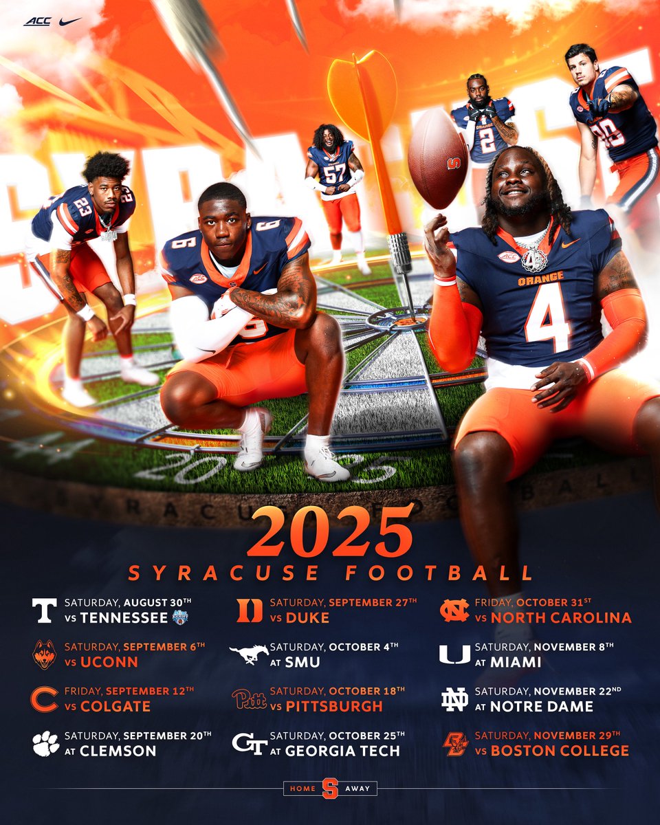 Syracuse Football (@cusefootball) on Twitter photo 🚨 2025 Season Schedule Poster 🚨
Your first chance to get them will be this Friday (8/22) as our Spirit Squad will have a select number of copies at the New York State Fair!
Cuse.com/footballtickets | <a href="/AflacKickoff/">Aflac Kickoff Game</a> 🚨 2025 Season Schedule Poster 🚨
Your first chance to get them will be this Friday (8/22) as our Spirit Squad will have a select number of copies at the New York State Fair!
Cuse.com/footballtickets | <a href="/AflacKickoff/">Aflac Kickoff Game</a>