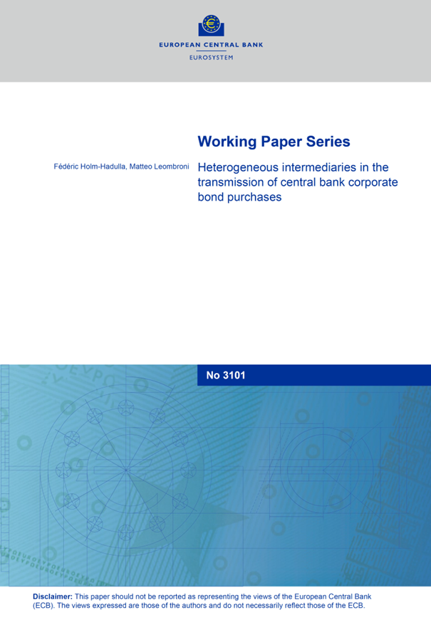 int_mon_econ's tweet image. Super interesting!
"Heterogeneous intermediaries in the transmission of central bank corporate bond purchases" by Fédéric Holm-Hadulla and Matteo Leombroni.
"This paper studies the role of financial intermediaries in the transmission of central bank corporate bond purchases to…