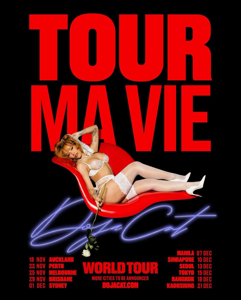 .<a href="/DojaCat/">DOJA CAT</a> part en tournée cet hiver! De nouvelles dates sont à être annoncées 👀