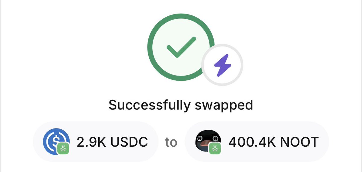 The next buyback with revenue generated by $NOOT has been completed 🐧

2920 $USDC > 400,483 $NOOT

Transaction hash: 

0xcb25bdb3fed08923f6e1cf3363f5fd48b1a4d2b10bde46449c28129f524937cb