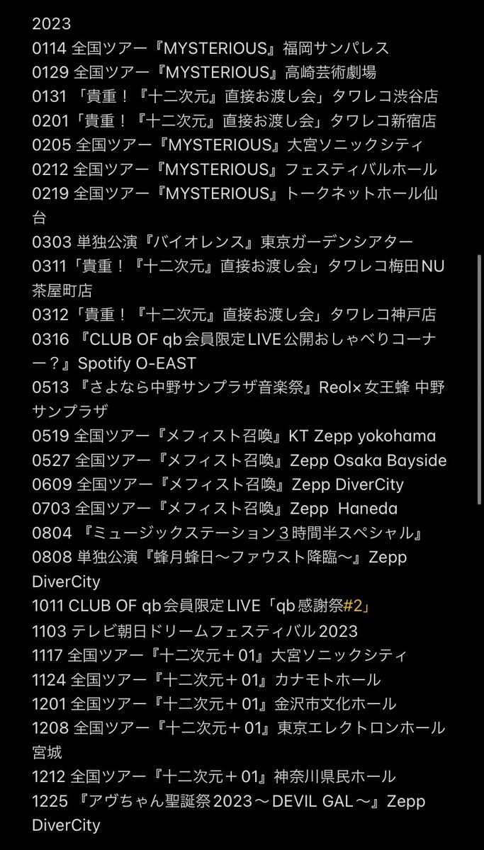 2023年ライブだけじゃなくてこんなにたくさんイベント開いてくれてたんだな〜って振り返って改めて気づく

これはわたしが行けたものだけだから実際はもっとたくさん、、、