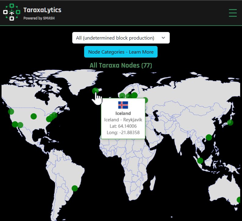 TaraxaLytics (@taraxalytics) on Twitter photo <a href="/mikey_100x/">mikey.tara</a> Live here: taraxalytics.com/visualizer
Check out too the features for reviewing node yields, Taraxa World Map, and more to come!
(The visualizer is built by the Taraxa Team and can be integrated into any site) <a href="/mikey_100x/">mikey.tara</a> Live here: taraxalytics.com/visualizer
Check out too the features for reviewing node yields, Taraxa World Map, and more to come!
(The visualizer is built by the Taraxa Team and can be integrated into any site)