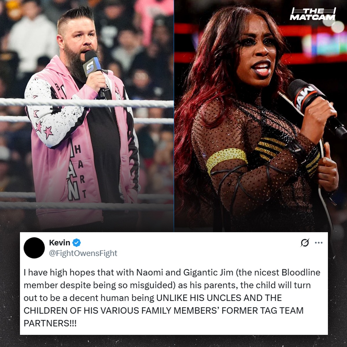 Kevin Owens throws shade at The Bloodline while praising Naomi and Jimmy Uso. 👀❤

<a href="/FightOwensFight/">Kevin</a> <a href="/TheTrinity_Fatu/">Trinity</a> <a href="/WWEUsos/">The Usos</a>