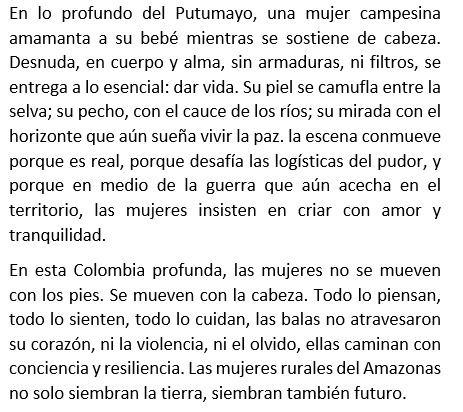 Categoría 2 - Adultas (25 a 45 años)
Primer lugar
Claudia Milena López Ríos
Vereda Aguanegra 1, Puerto Asís, Putumayo