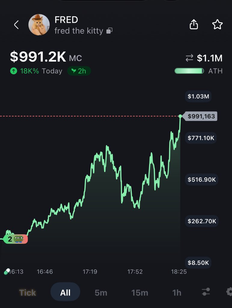 $fred fred the kitty 

31K -> 1.1M MC

35.48x and counting 

💎💎💎