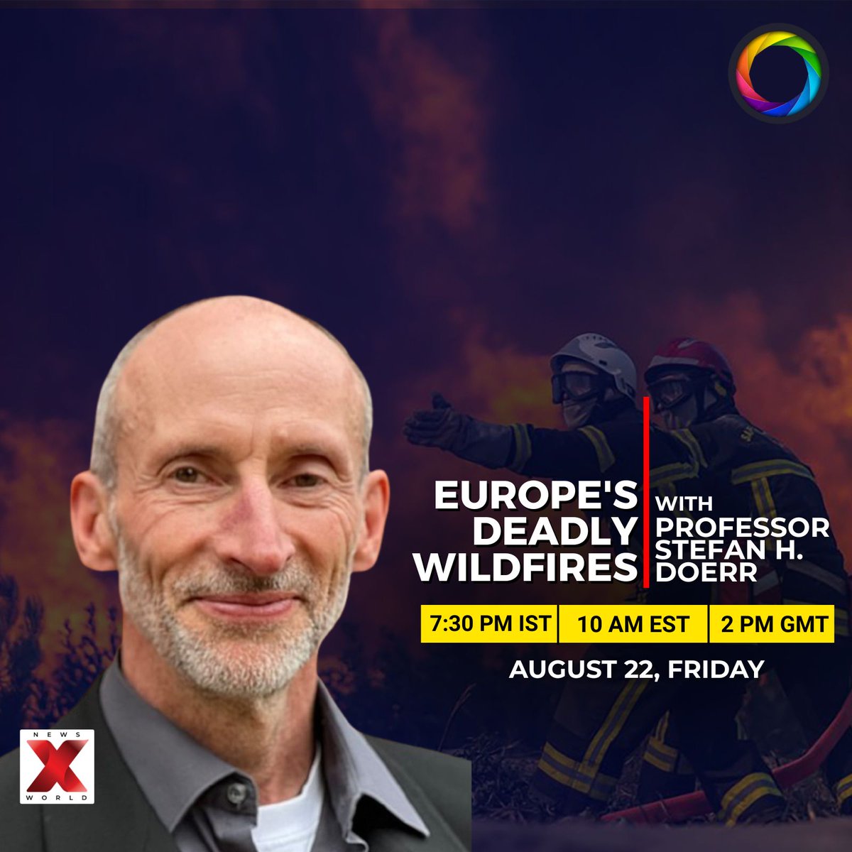 NewsX's tweet photo. Focal Length Season 3 Episode 31: Europe’s wildfire crisis, record heatwaves, heat stress tolls, emergency response challenges, and long-term land and urban planning solutions. Stefan Doerr discusses the impacts on landscapes, soils, water quality, ecosystem services, and societal risks, while highlighting strategies for climate resilience and future preparedness with Thomas Porteus of NewsX World.

@doerr_s 

#WildfireCrisis #wildfire #heatwaves #climatechange #landscapes #stefandoerr #NewsXworld