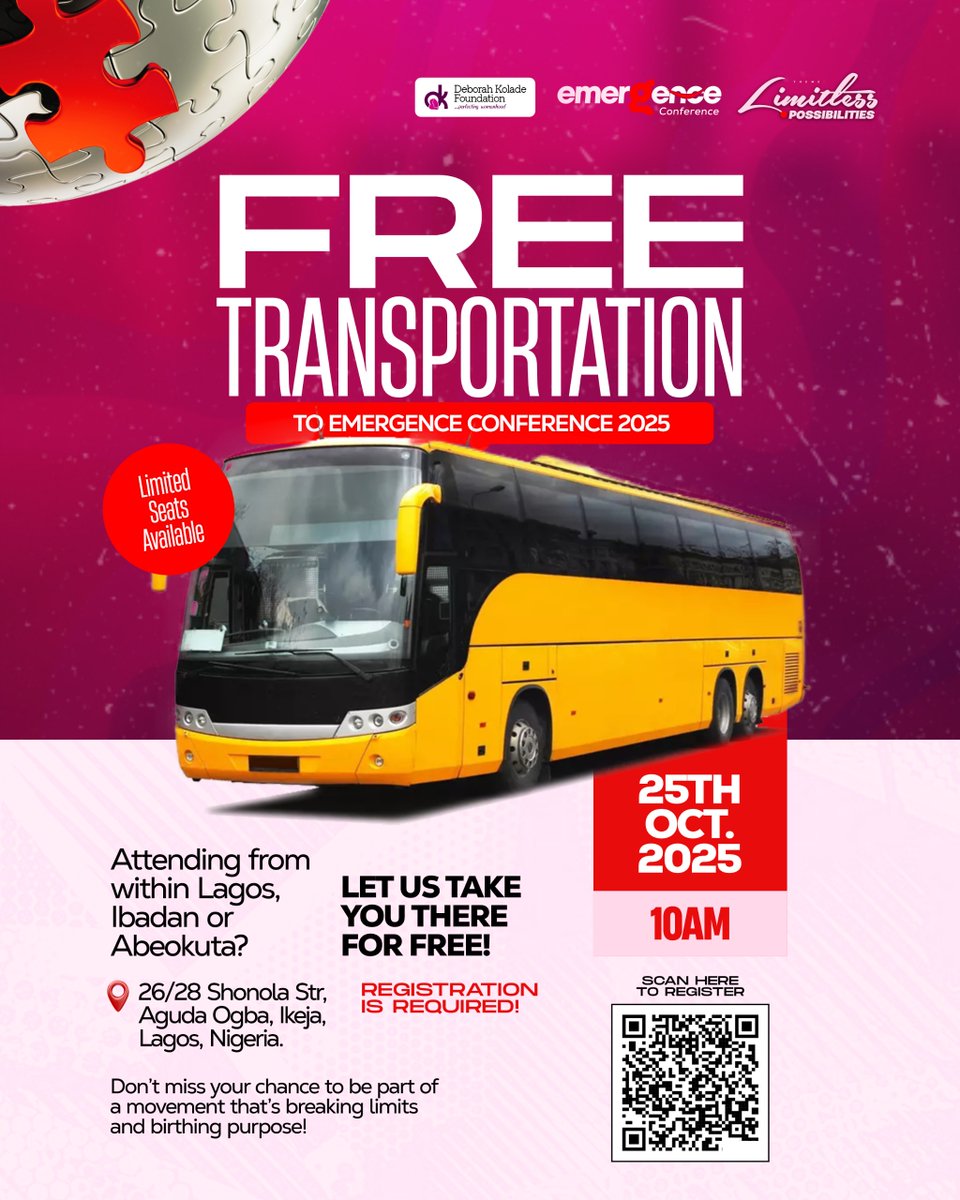 debbymon3's tweet photo. Are you within Lagos, Ibadan, or Abeokuta? All you need to do is to scan the code and register🤗

No stress, no limits, just show up and experience the shift! #EmergenceConference #PerfectingWomanhood https://t.co/TDAiEuNH8s