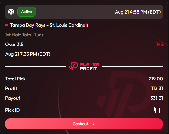 40BeforeNoon's tweet photo. 3 DAYS IN A ROW CASH ✅✅✅

All about building Profit on the Funded Account

Our MLB Pick for August 21

Code: Buck on Player Profit gets you 10% off https://t.co/CSsEkYKnuG
