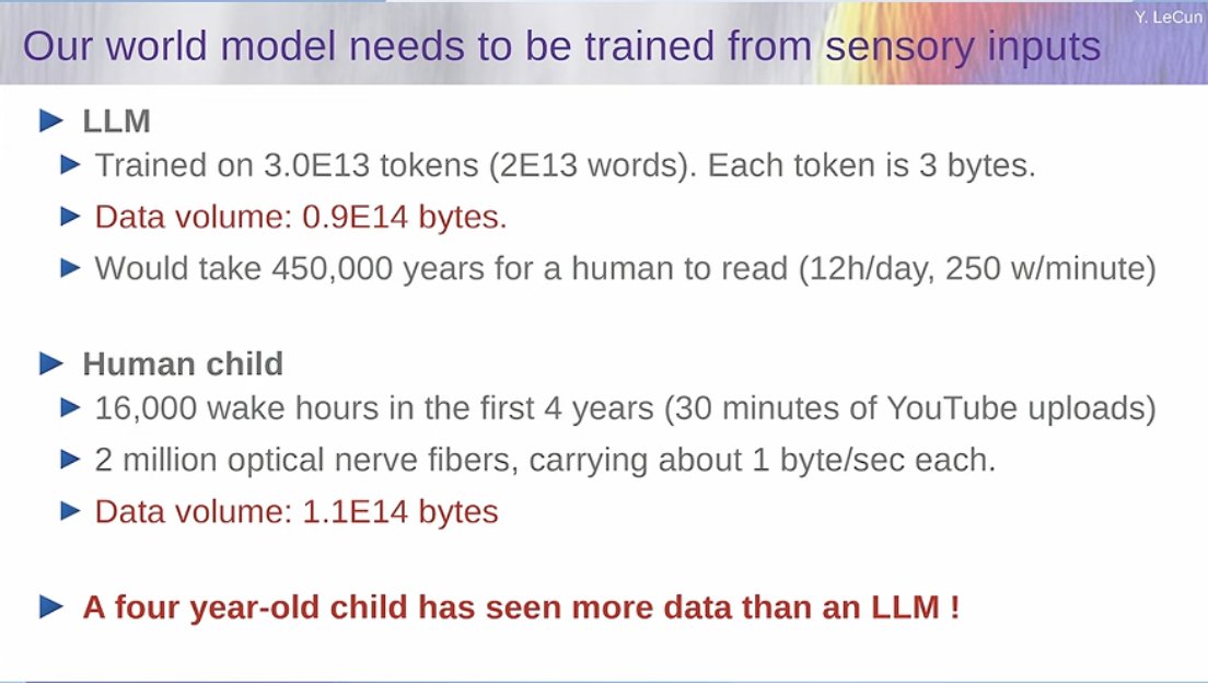 daoboymatt's tweet photo. 👀 lack of perception depth in AI 

A four-year-old has seen more data than an LLM!

interesting talk by @ylecun https://t.co/ZnbUh4Y14e