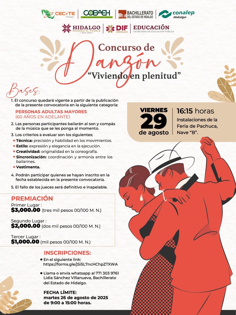 El Recinto Ferial se llenará de alegría, energía y experiencias únicas para los adultos mayores con #ViviendoEnPlenitud.
¡Súmate a las actividades! Inscríbete al concurso de danzón. 📷
INSCRIPCIONES: bit.ly/45JlSGV