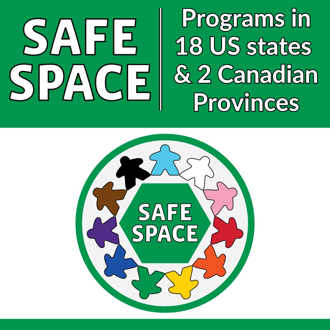 Gaming Safe Space now spans 18 U.S. states and 2 Canadian provinces with 32 retail partners, turning game stores into true community havens. Request your store's kit and resources at GamingSafeSpace.org, including training, inclusive practices, conflict resolution, and more.