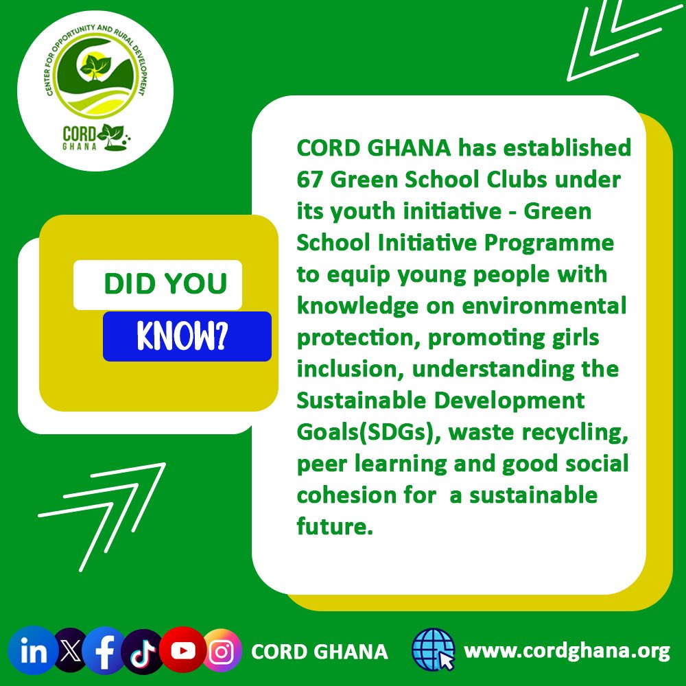 cordghana's tweet image. Join us in creating a sustainable future for our children.
#GreenSchoolsInitiative
#QualityEducation
#EnvironmentalSustainability
#EcoFriendly