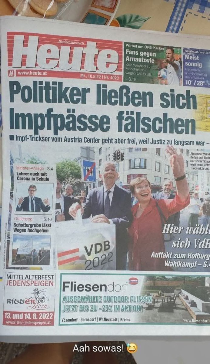 Vergessen wir nicht‼️

Wer hätte das gedacht 🙄🤣

Gefälschte Impfpässen von Politikern war damals keine Straftat - Ungeimpfte wurden genötigt 🥳 von wem? RICHTIG 👍🏼 der Politik 🫣