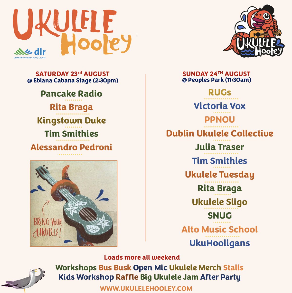 Ukulele Hooley 2025

It’s our 14th Ukulele Hooley, and we’re really excited to bring you a fun filled musical weekend in August - Saturday 23rd &amp; Sunday 24th August 2025

UkuleleHooley.com you will find details of what you can expect over the weekend at the Ukulele Hooley.