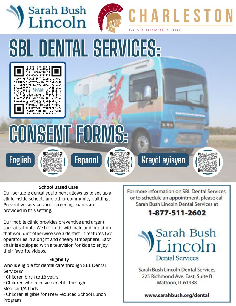Please use the following link to access the current year Sarah Bush Dental Forms and get more information about this great local program:  5il.co/3ob6q (Completed forms must be turned in by the end of this month to be eligible to receive services!)