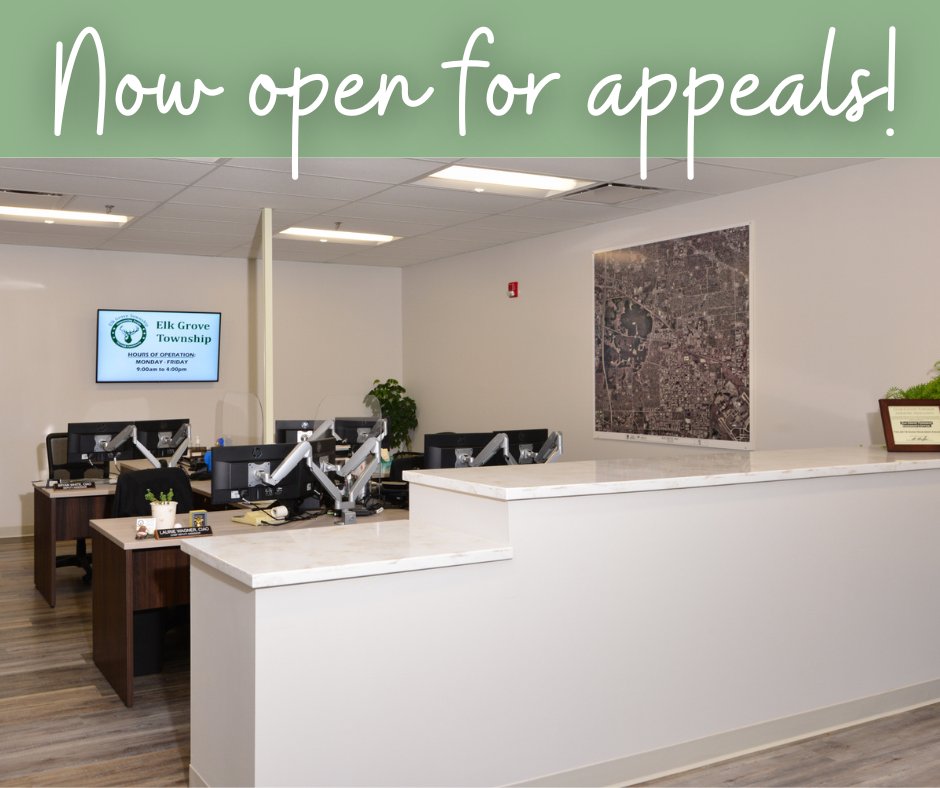 Property tax appeals are now open! Visit the Elk Grove Township Assessor’s Office (M–F, 9a–4p) or call 224-265-6110 to appeal with the Board of Review. 

Deadline: Sept 16, 2025. 

#ElkGroveTownship #PropertyTaxAppeal