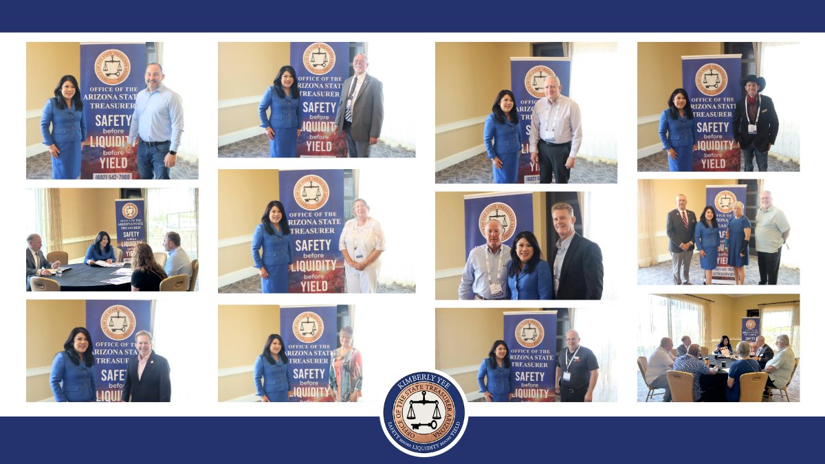 Office of the Arizona State Treasurer (@aztreasury) on Twitter photo Arizona Treasurer Kimberly Yee met with locally elected leaders at the League of Cities and Towns Conference. <a href="/AZTreasurerYee/">Arizona Treasurer Kimberly Yee</a> shared about her administration's record high investment performance for local governments benefiting Arizonans across the state. #LACT25 Arizona Treasurer Kimberly Yee met with locally elected leaders at the League of Cities and Towns Conference. <a href="/AZTreasurerYee/">Arizona Treasurer Kimberly Yee</a> shared about her administration's record high investment performance for local governments benefiting Arizonans across the state. #LACT25