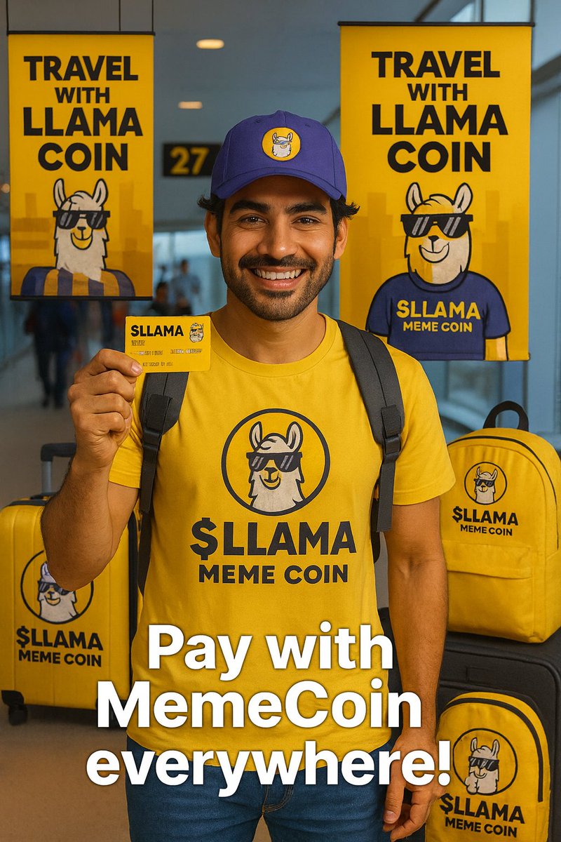 TeamLlamaCoin's tweet photo. "🌎 Imagine using your $LLAMA MemeCoin to pay for your trips around the world!
🚀 Future projects are on the way — and with the power of our community, they’ll soon become reality. 💛
#LLAMAcoin #TravelWithLLAMA #AndesToTheMoon" https://t.co/94Bg85YhZ0
