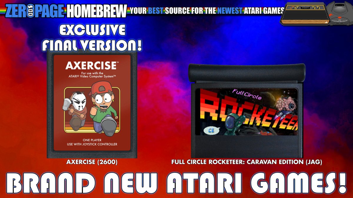 Tomorrow on ZPH we play the EXCLUSIVE FINAL FULL VERSION of the murderously good runner Axercise for the #Atari2600 plus new Full Circle: Rocketeer Caravan Edition for the #atarijaguar.

Fri Aug 22, 2025 | LIVE @ 12PM PT | 3PM ET | 7PM GMT
WATCH LIVE: twitch.tv/zeropagehomebr…