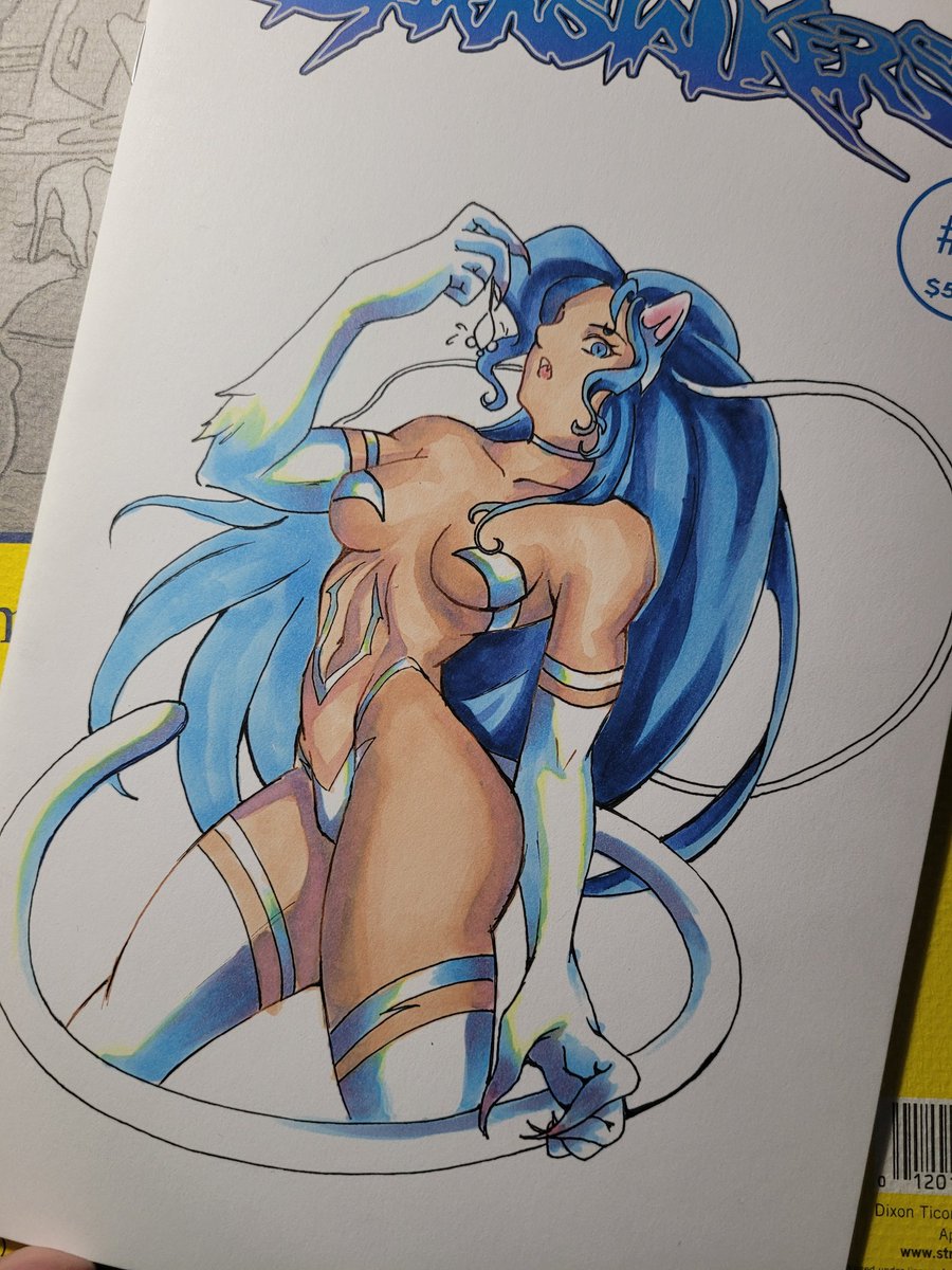 Penn_Draws's tweet photo. The finished Felicia drawings, digital vs. traditional! 

I tried coloring the traditional version similarly to some of the old promo art. I'm gonna try to do more things traditionally from now on

#Darkstalkers https://t.co/WpxSytqW0d