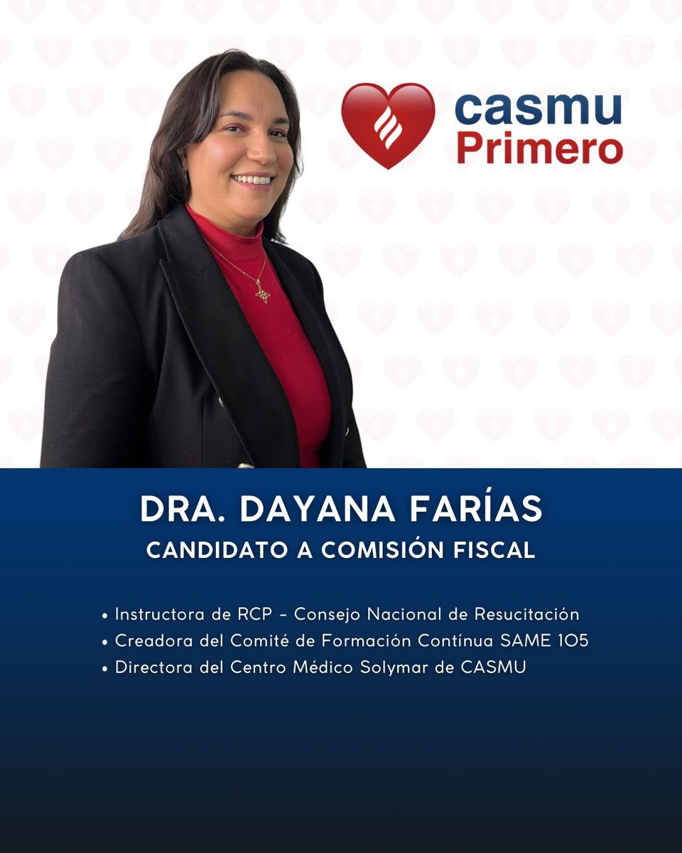 ❤️ Dra. <a href="/DayanaDsfg/">Dayana Farias</a>, candidata a Comisión Fiscal. 

Este 17 de septiembre, te invitamos a acompañarnos con tu voto.

<a href="/RaulGermanRodri/">Raul German Rodrigue</a> <a href="/andrea_zumar/">Andrea Zumar</a> <a href="/jjareosa/">Juan José Areosa</a> #17Setiembre 

#CasmuPrimero 🏥🗳️