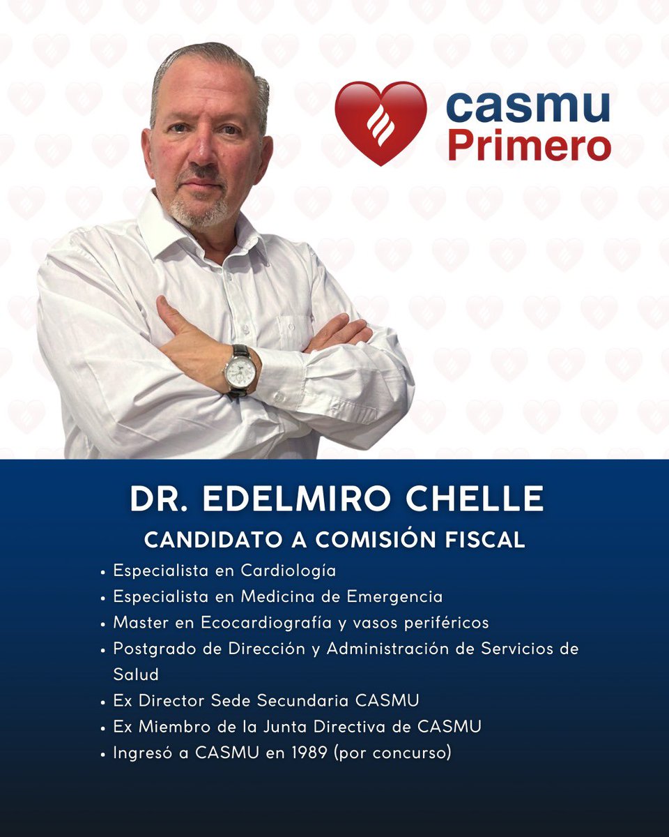 ❤️ Dr. <a href="/ChelleChetrit/">Edelmiro Chelle Chetrit</a>, candidato a Comisión Fiscal. 

Este 17 de septiembre, te invitamos a acompañarnos con tu voto.

<a href="/RaulGermanRodri/">Raul German Rodrigue</a> <a href="/andrea_zumar/">Andrea Zumar</a> <a href="/jjareosa/">Juan José Areosa</a> #17Setiembre 

#CasmuPrimero 🏥🗳️