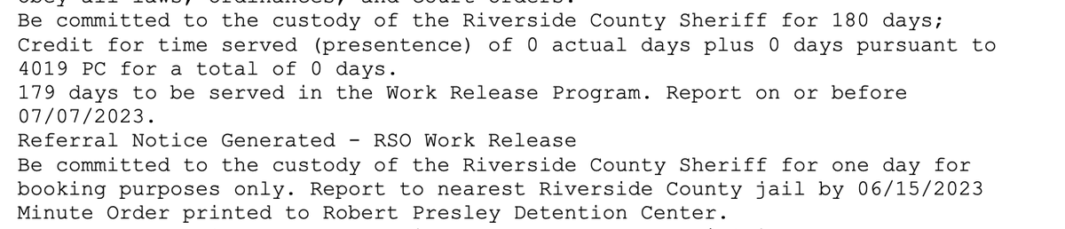 I pulled Jake Haro 's actual sentencing for viciously beating his child leaving her permanently incapacitated with only 3% brain function, blind, and unable to care for herself in any capacity. Jake received only a 180 day sentence, BUT, only served ONE DAY. The judge gave him