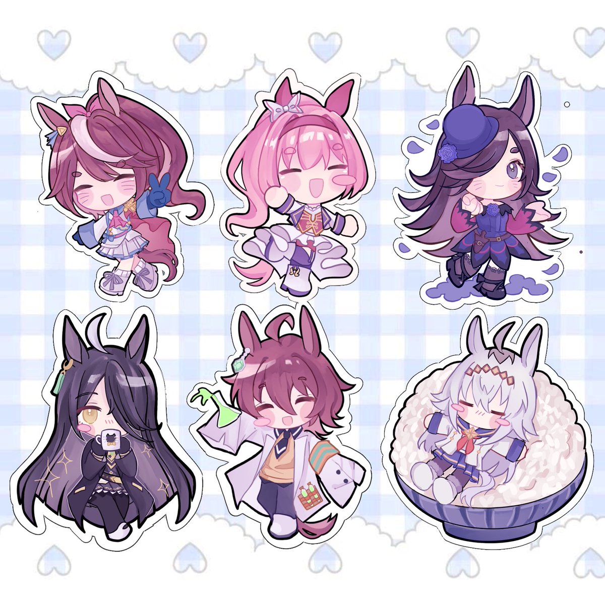 kawatron_'s tweet photo. UMA MUSUME KEYCHAINS/STICKER PREORDER IS UP! GO GO GOOOO #umamusume 
stickers: https://t.co/oBpBp6rfNs 
Keychains: https://t.co/zdyaKMVQWA https://t.co/O1m9gIinRI