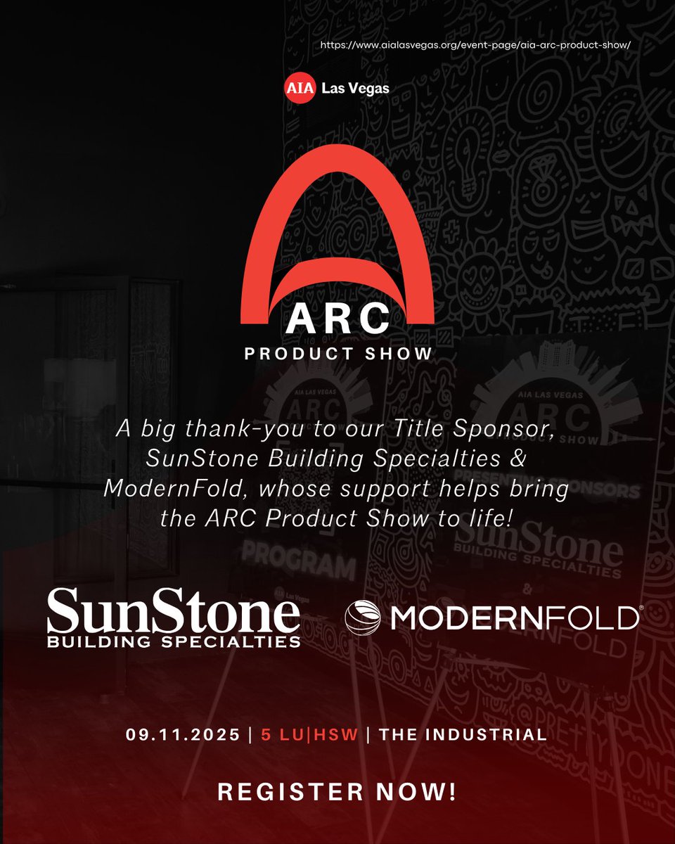 The AIA Las Vegas ARC Product Show returns Sept 11 at The INDUSTRIAL! Network, explore innovations &amp; earn up to 5 LU | HSW.

🔗 Attendees: aialasvegas.org/event/aia-las-…

🔗 Exhibitors: aialasvegas.org/event/arc-prod…