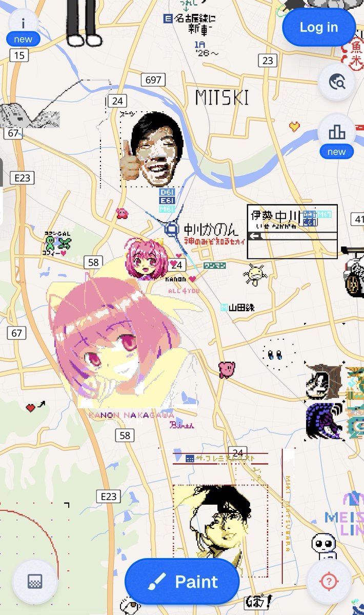 jav_romance17's tweet photo. @angelfrench 若木先生おはようございます！
ドット絵職人が集まる新サービスのWplaceの世界地図、伊勢中川駅でかのんちゃんを発見しました、よく見ると「Birth」や「ALL 4 YOU」の文字も……！

これでかのんちゃんもワールドクラスのアイドルですね！🎀⭐️ https://t.co/woQKmj7wWa