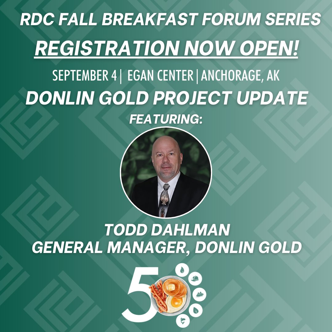 RDC for Alaska (@rdcalaska) on Twitter photo Registration is now open for the first RDC Breakfast Forum of the fall! Todd Dahlman, General Manager, <a href="/DonlinGold/">Donlin Gold</a>, will be joining us on Sep. 4th to give an update on the Donlin Gold Project. Registration for this breakfast can be found on our website at akrdc.org! Registration is now open for the first RDC Breakfast Forum of the fall! Todd Dahlman, General Manager, <a href="/DonlinGold/">Donlin Gold</a>, will be joining us on Sep. 4th to give an update on the Donlin Gold Project. Registration for this breakfast can be found on our website at akrdc.org!