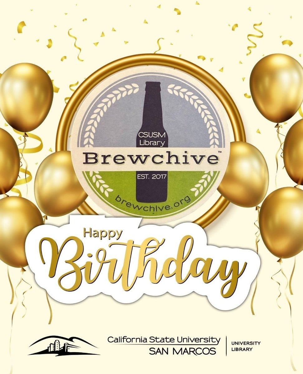 csusm_library's tweet image. Happy 8th birthday to the Brewchive®!🍺

This collection was established in 2017 to be a comprehensive archive of San Diego County&apos;s brewing activity and includes beer history, photographs, glassware, swag, and more! Learn more at brewchive.org.

#CSUSM #CSUSMLibrary