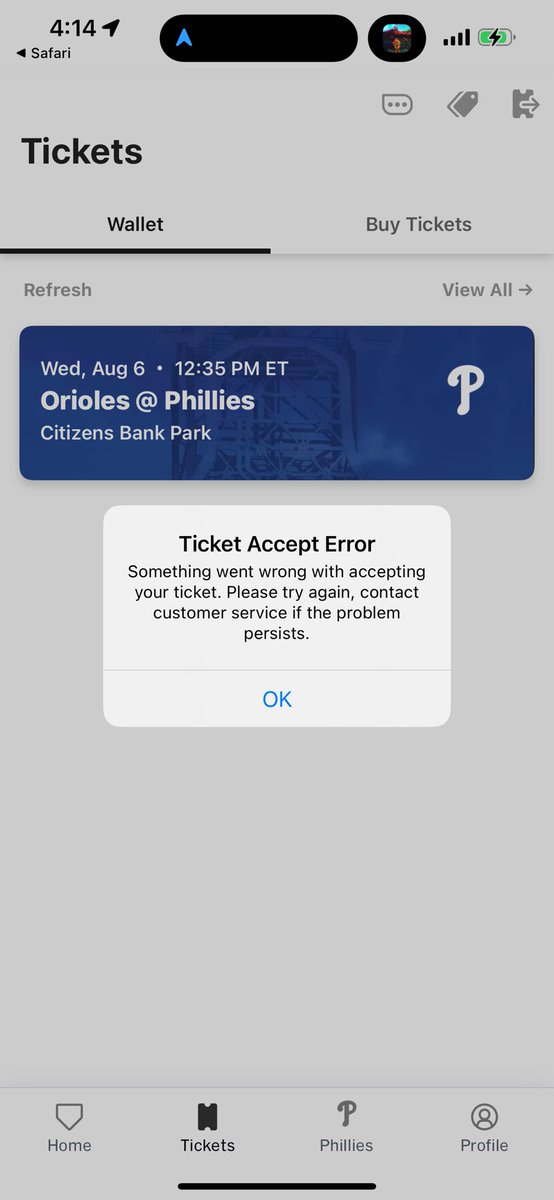 TommyPHILA's tweet photo. @TickPick i purchased tickets and they wouldn’t transfer over. I contacted customer service and they did nothing. I asked for a refund and they refused. Buy at your own risk company. https://t.co/hXsPnnMz3J