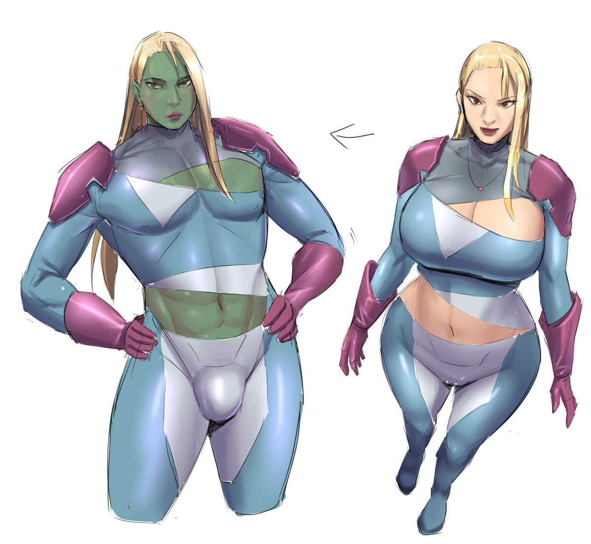 auronaitotsf's tweet photo. if i redesigned monster girl from invincible to be better-- i mean suit my fetishes https://t.co/j26U4Leryj