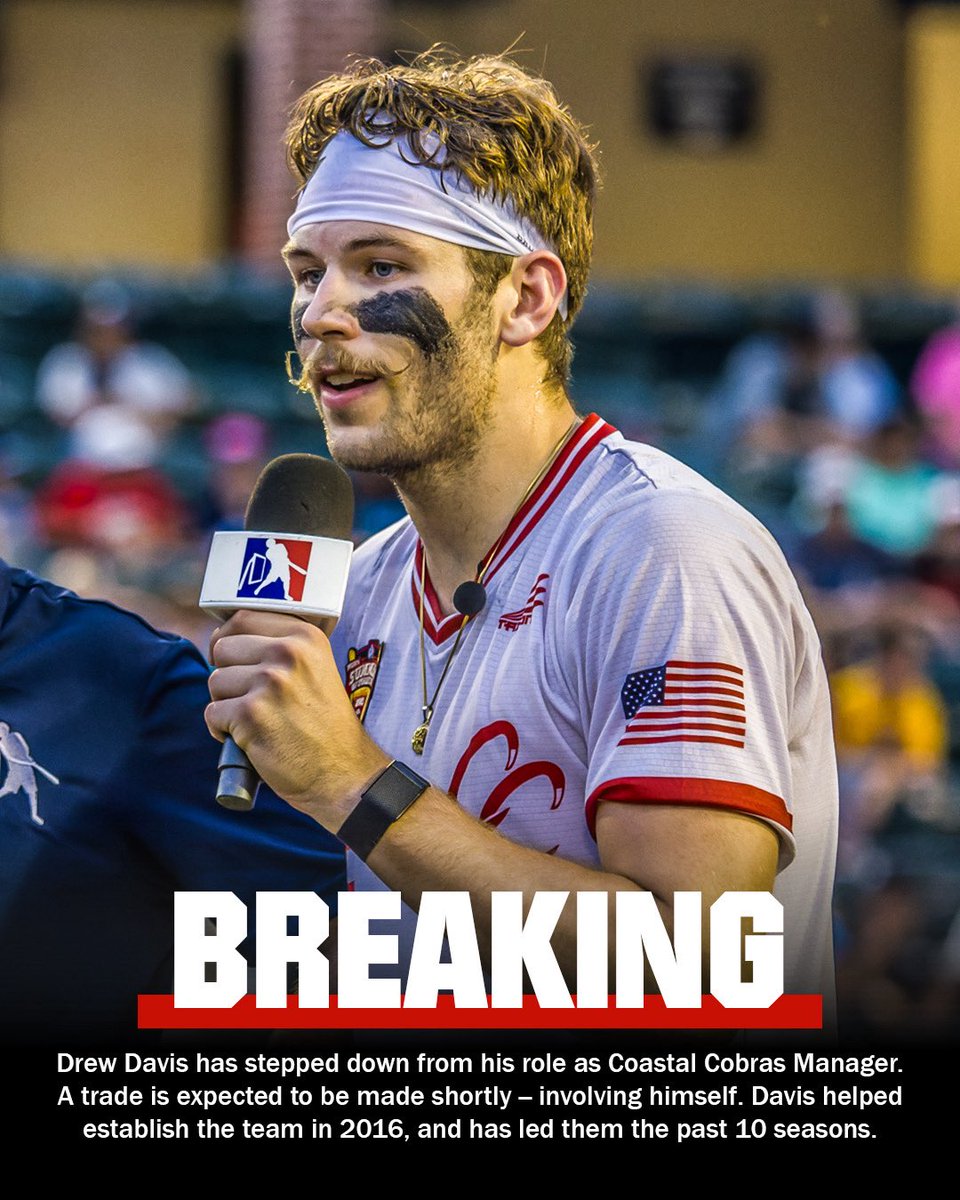 MLWWiffleBall's tweet photo. BREAKING: Drew Davis steps down as Manager of the Cobras and will be involved in an upcoming trade. Caden Irwin has been named the new Manager of the team. https://t.co/j73kMIuqIS
