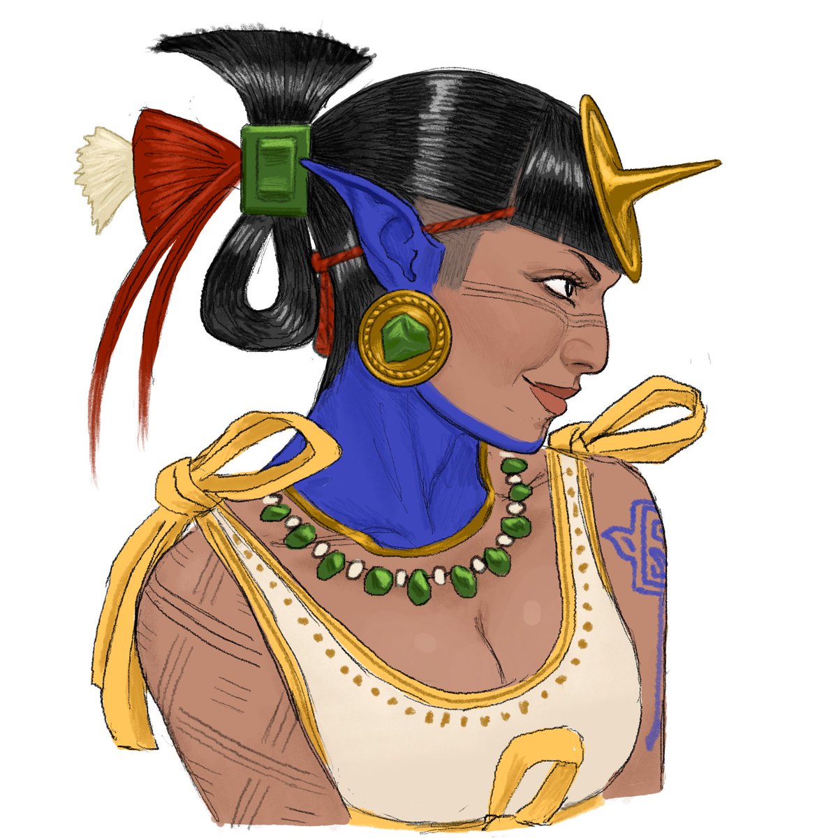 Quick draw:
Te’chitt woman promised to Yam-Tau (He who eats his own god)
