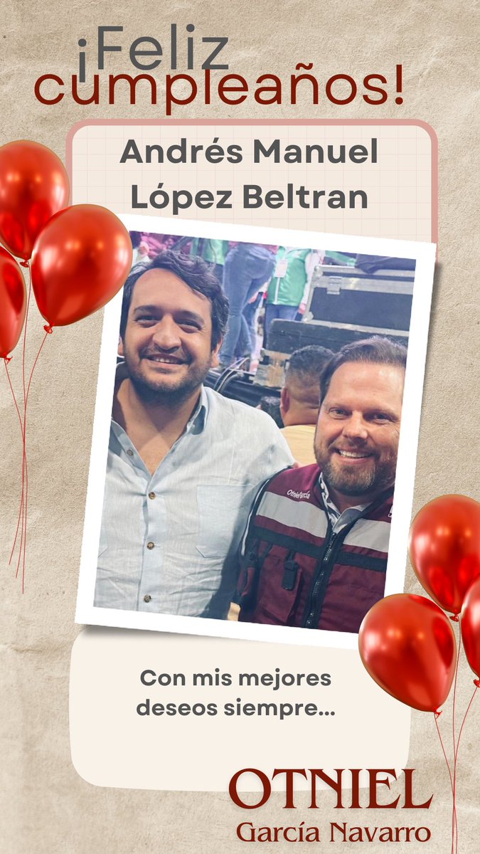 ¡Feliz cumpleaños <a href="/amlopezbeltran/">Andres Manuel Lopez Beltran</a> ! 
¡Un fuerte abrazo!
