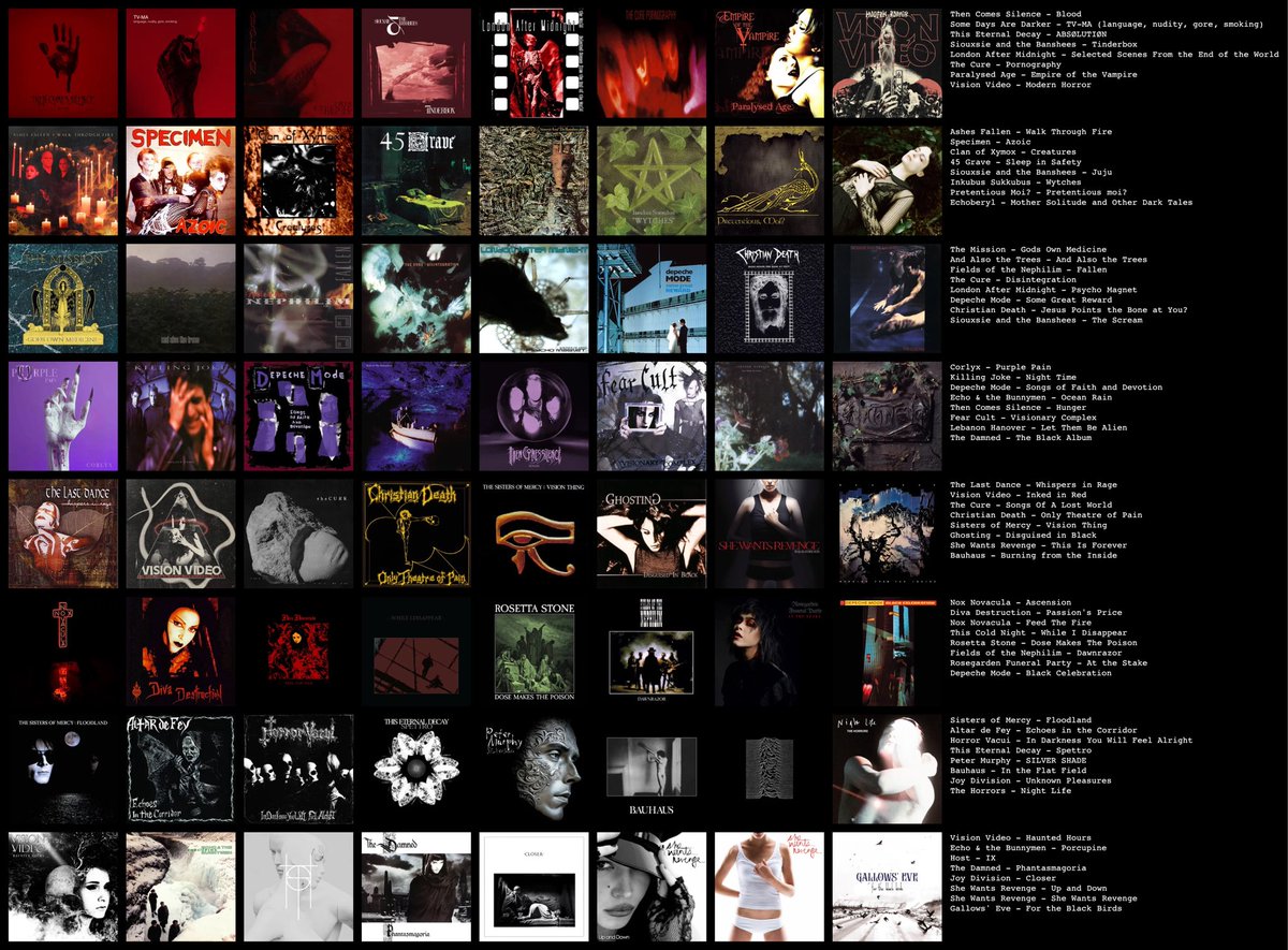 hello goths of twitter im looking for new mutuals, so here’s me and some of my fav albums (im absolutely forgetting a lot). feel free to recommend anything at all🥀🖤

#gothtwt