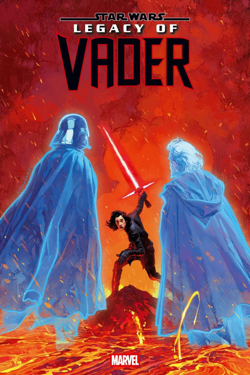 Kylo Ren is confronted by the Force ghosts of Anakin and Luke Skywalker on the variant cover of LEGACY OF VADER #10

🎨: Josemaria Casanovas