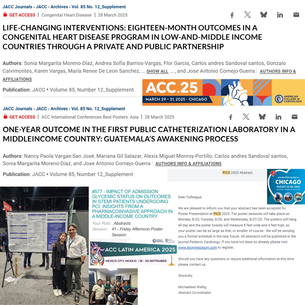 A year ago, Sonia Moreno, MD, joined ACS-GT. Since then, she has recollected data of ACS, CRS, AAS, CHD (Including an international one, GHATI ACC) that powered multiple abstracts/papers and international posters (1/3)