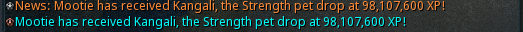 Kangali the strength pet on mootie ,nearly at 120 for attack and strength its been a long slog.🦘⚔️
