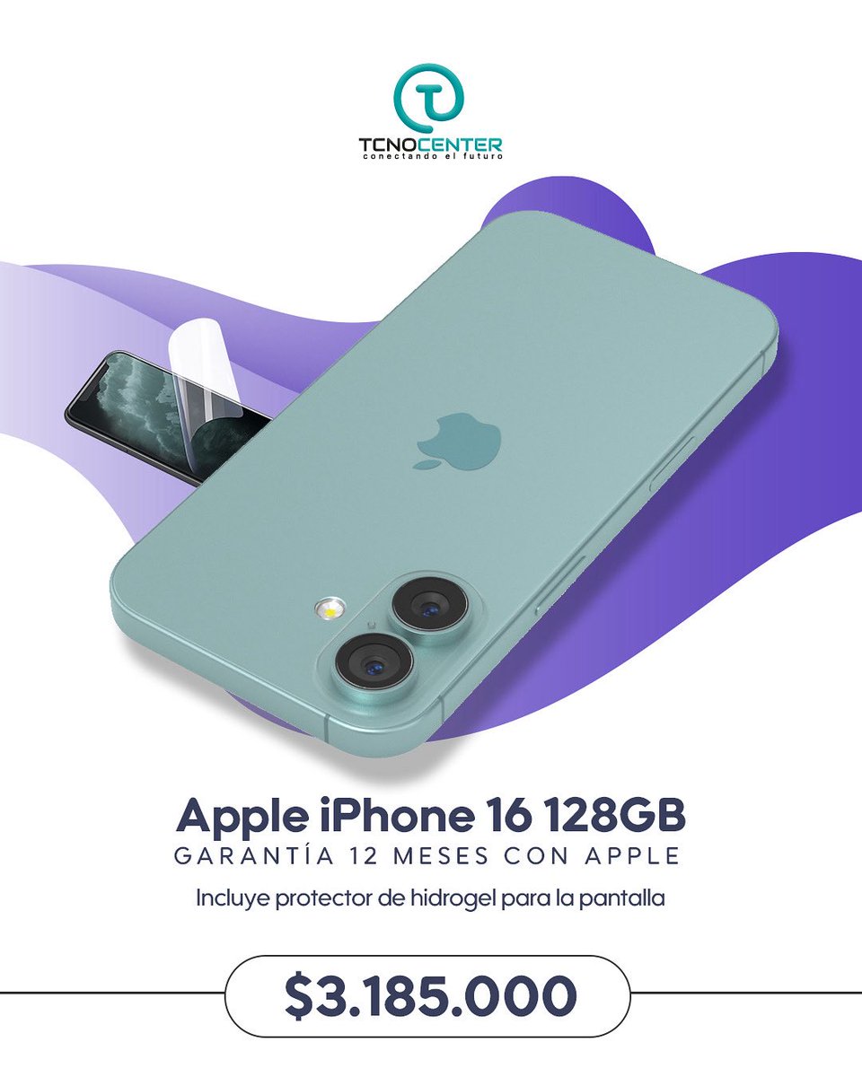 TcnocenterC's tweet image. ✨ Tu futuro en la palma de tu mano ✨
El nuevo Apple iPhone 16 128GB ya está en Tcnocenter 📱💎
✔️ Garantía oficial 12 meses con Apple
🚀 ¡Conéctate al futuro hoy mismo!
💲 $3.185.000
#Tecnología #Apple #iPhone16 #Tcnocenter #ConectandoElFuturo #Innovación #Smartphone