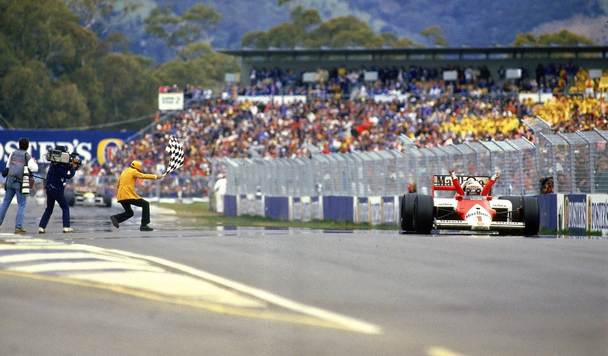 Alain Prost winning both the race and the drivers’ championship at the 1986 Adelaide Grand Prix.

Image from <a href="/McLarenF1/">McLaren</a>. #F1 #Formula1 #Adelaide #AusGP #AdelaideAlive #McLaren #Prost #AlainProst