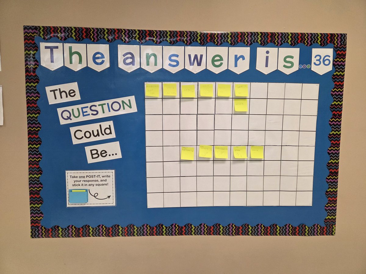 Our learners are enjoying this interactive bulletin board by creating math equations or problems that equal the given answer! <a href="/CVME_Huskies/">Madden Elementary</a> <a href="/FortBendISD/">Fort Bend ISD</a> #interactivebulletinboard #matheducation #elementarymath #math