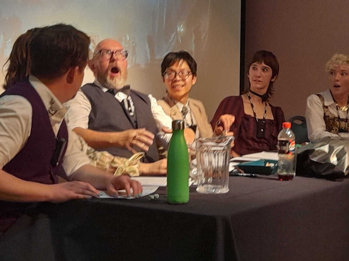 Chaosium_Inc's tweet image. We had our first Call of Cthulhu Live in the Library show today. In front of an enthusiastic, sell-out crowd, our investigators explored an unnerving mystery that took them deep into the stacks of the National Library of Scotland itself. Much mayhem and loads of fun!
#edfringe