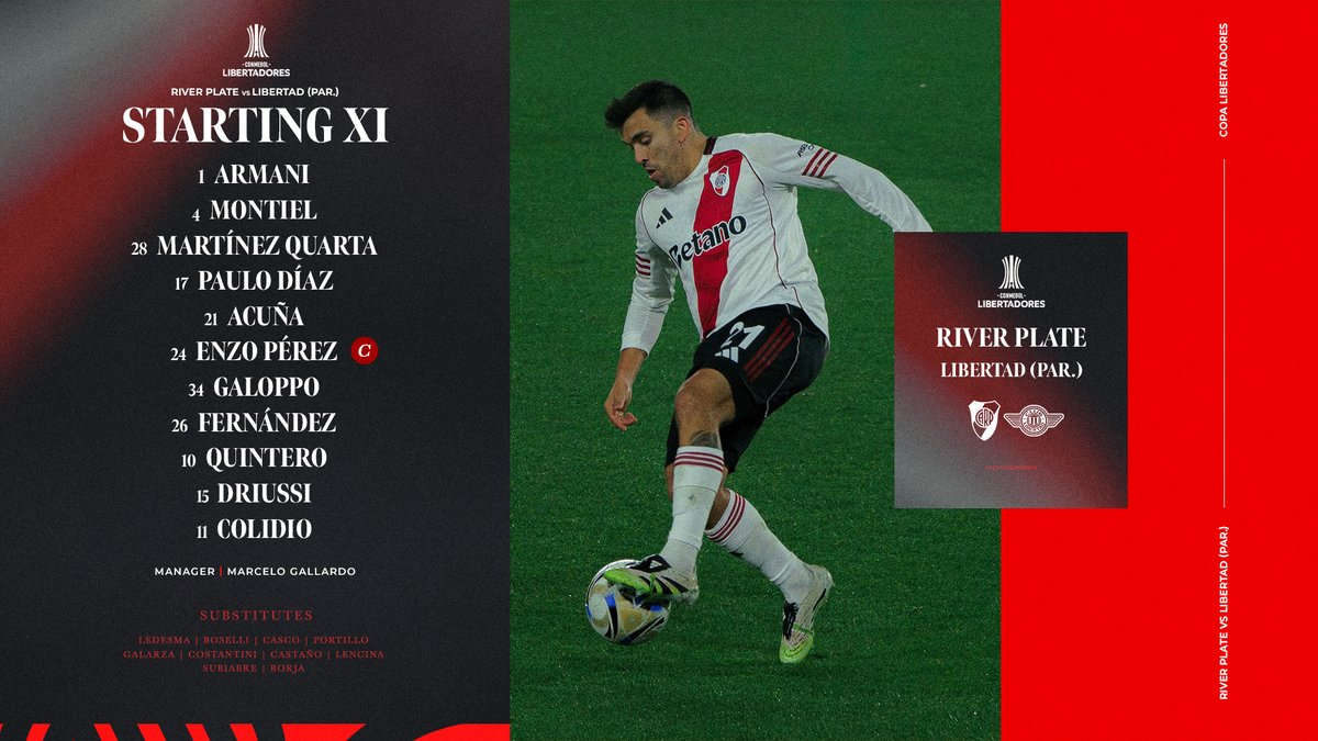 ⚔️ Marcelo Gallardo's XI to face Libertad. We're ready!