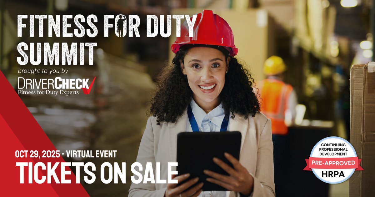 DriverCheckCA's tweet photo. ๐ฃ Attention HR & Safety Professionals!
#FFDS2025 is pre-approved for 6 #HRPA CPD hours + 6 course hours with #BCRSP.
Learn from industry experts, gain actionable insights, & earn professional development hours.
๐๏ธ Oct 29, 2025 | Virtual
Get tickets now: https://t.co/OJE0F0fLUl https://t.co/h0ERkxUFzb
