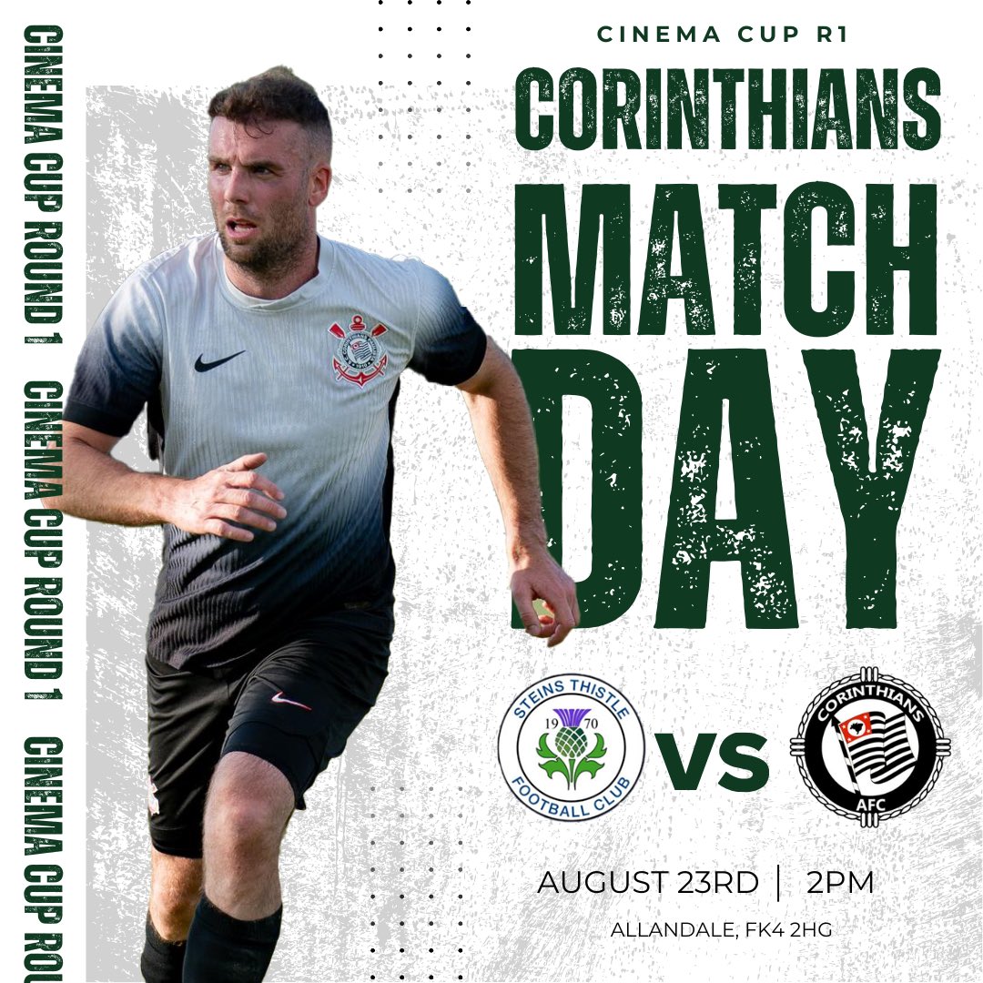 corinthiansafc_'s tweet image. Next up: @steinsclub 

A great challenge for the boys as we go up against reigning Scottish Cup holders Steins in the Cinema Cup!

Hope to see as many there supporting as possible!